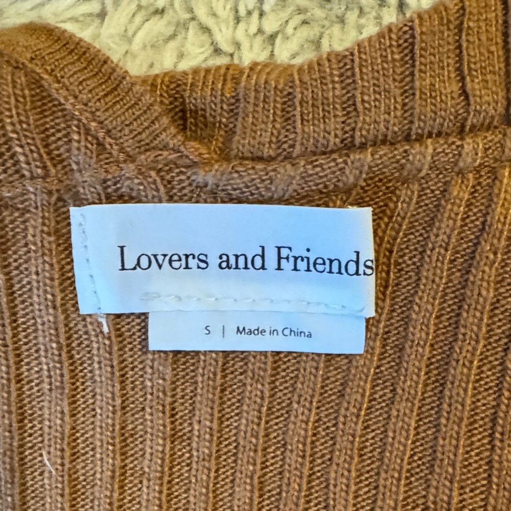 Lovers + Friends Tan Off-the-Shoulder Sweater Small - Picture 4 of 5